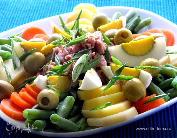 Салат с тунцом и зеленой фасолью