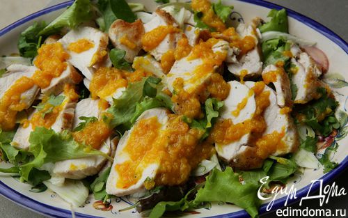 Рецепт Салат с курицей, фенхелем и кинзой