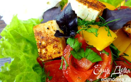 Рецепт Летний салат с жареным сыром