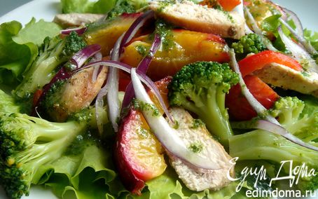 Рецепт Теплый салат с нектаринами и мятной заправкой