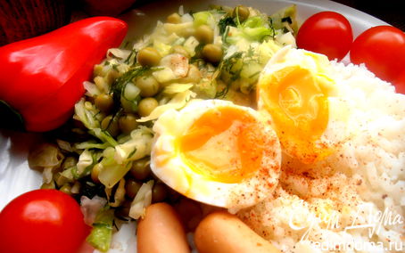 Рецепт Свежий салатик из капусты с горошком и имбирем