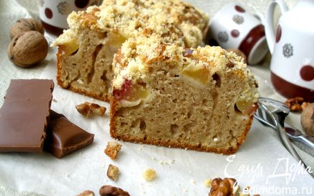 Рецепт Ароматный кекс с персиками и ореховым штрейзелем