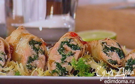 Рецепт Спринг-роллы с лососем и свежим шпинатом