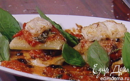 Рецепт Рыбная лазанья с оливками