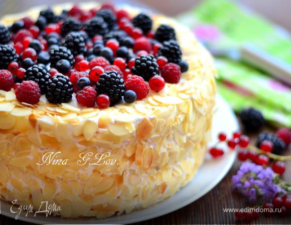 Голый торт с нежным кремом и ягодами - рецепт с фотографиями - Patee. Рецепты