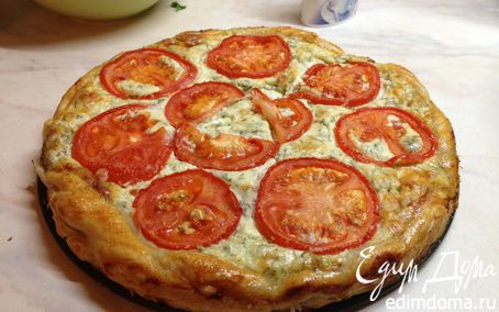 Рецепт Слоеный сырно-творожный пирог с помидорами