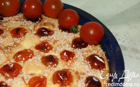 Рецепт Пирог с ветчиной, сыром и помидорами