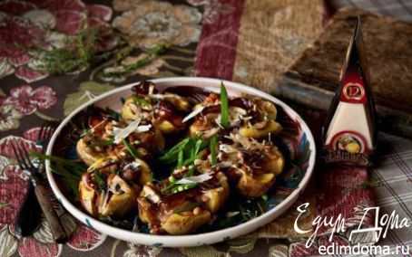 Рецепт Картофель, фаршированный фасолью, грибами и сыром Джюгас