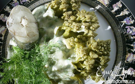 Рецепт Цветная капуста под сырно-чесночным соусом в пароварке