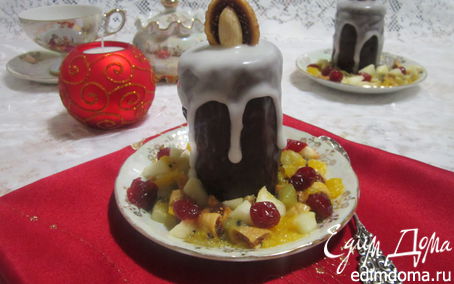 Рецепт Пирожное «Рождественские свечи» с карамелизированными фруктами