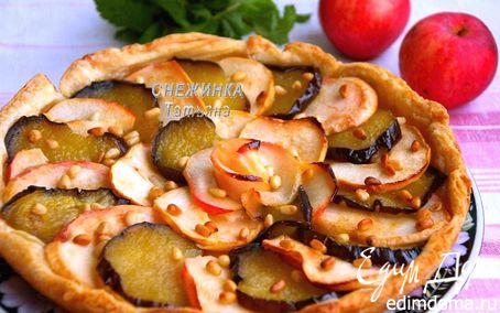 Рецепт Сладкий открытый пирог с баклажаном и яблоками для Олечки (Ольчик:))