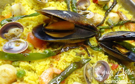 Рецепт Испанская паэлья с морепродуктами (Paella de marisco)
