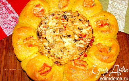 Рецепт Любимый праздничный пирог с лососем "Цветок"