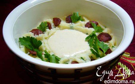 Рецепт Теплый салат из картофельного пюре с чоризо