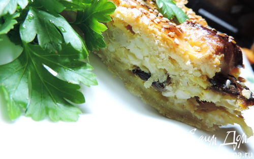 Рецепт Сырно-луковый пирог с грибами