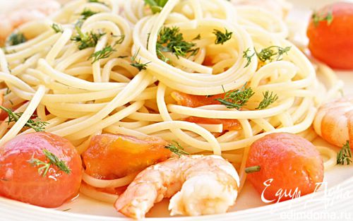 Рецепт Паста с креветками и томатами черри