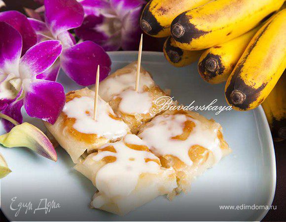 Блинчики на сметане с бананом и шоколадом (пошаговый фото рецепт) - ВашВкус