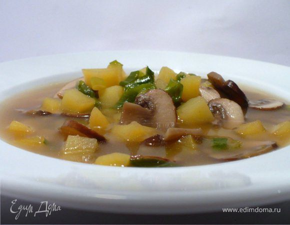 Классический грибной суп из шампиньонов с картофелем