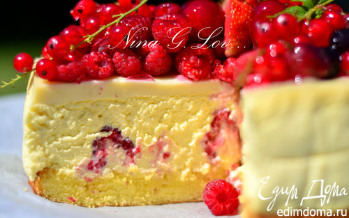 Рецепт Творожный торт-мусс с ягодами в белом шоколаде