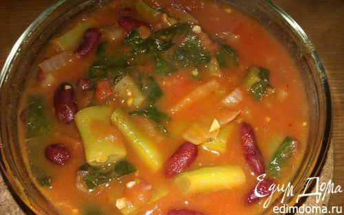 Рецепт Фасоль со шпинатом в томатном соусе