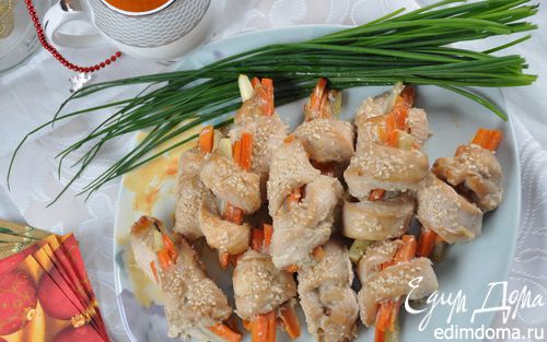 Рецепт Завитушки из куриного филе с морковью и сельдереем