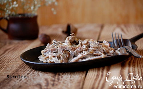 Рецепт Гречневая паста с печенью и карамелизованным луком