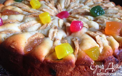Рецепт Творожный пирог с яблоками и цукатами "Весеннее настроение"
