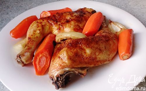 Рецепт Запеченная курочка с морковью