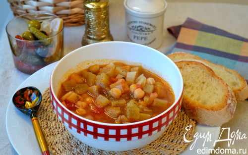 Рецепт Томатно-баклажановый суп с нутом