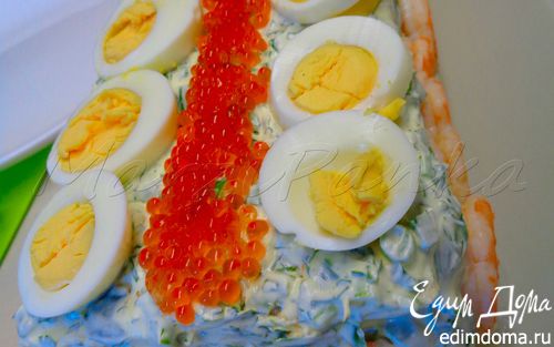 Рецепт Закусочный торт с лососем и креветками