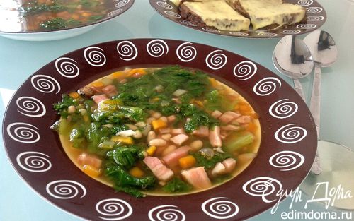 Рецепт Суп с грудинкой и салатом