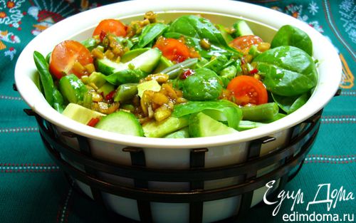 Рецепт Зеленый салат с авокадо