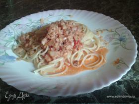 Спагетти с рыбным филе