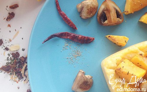 Рецепт Полента с печеной тыквой и шампиньонами