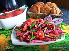 Салат с овощами и гречкой