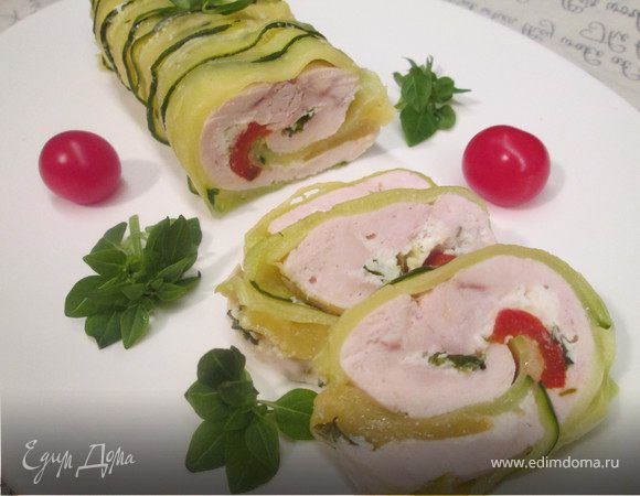 Рулет из курицы в цукини Рулет из курицы в цукини