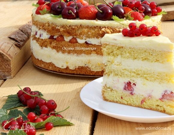 Бисквитный торт с кремом «Пломбир»