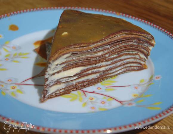 Шоколадный блинный торт с творожным кремом – пошаговый рецепт приготовления с фото