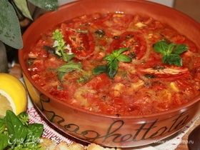 Томатный суп из печи с базиликом