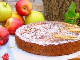 Творожный пирог с яблоками и кокосовой карамелью