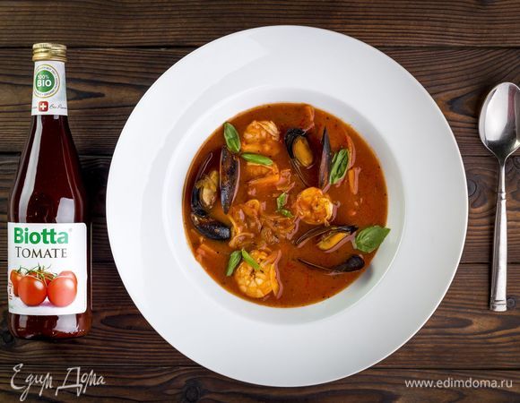 Томатный суп с морепродуктами, пошаговый рецепт на 1509 ккал, фото,  ингредиенты - Biotta