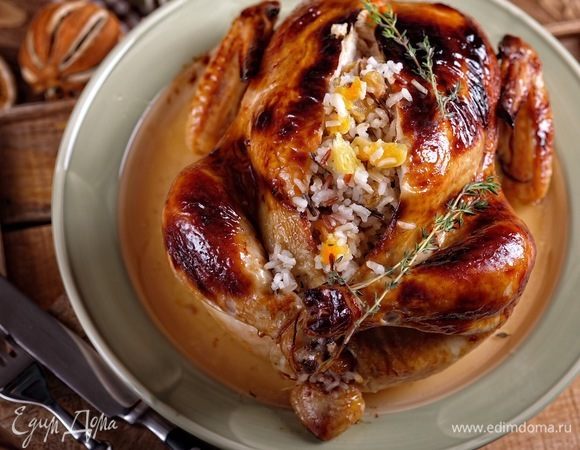 Курица целиком фаршированная рисом в духовке — пошаговый рецепт с фото