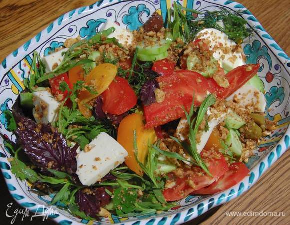 Салат с помидорами и огурцами - вкусный рецепт с пошаговым фото