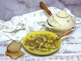 Грибной суп с пастой орзо