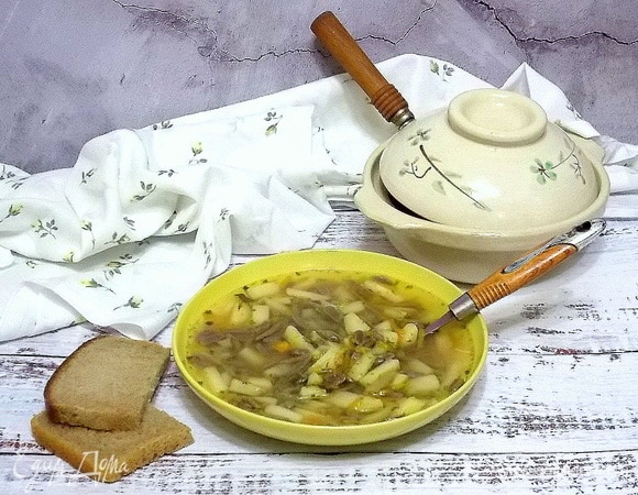 Грибной суп с пастой орзо