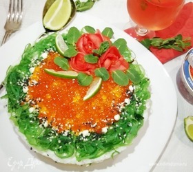 Салат «Нежность» с красной рыбой и рисом