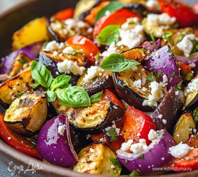 Салат с печеными овощами и брынзой