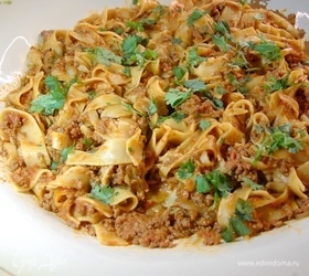 Осенняя паста с ягнятиной и баклажанами