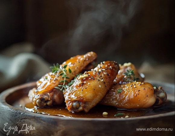 Куриные крылышки в медово-горчичном соусе