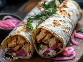 Пикантная шаурма с курицей и хумусом